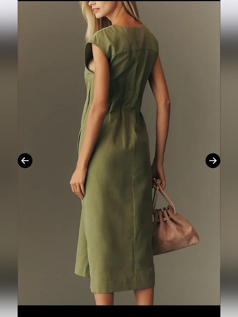 Anthropologie NWTs Maeve Linen Blend Short-Sleeve Waisted Midi Dress - Picture 3 of 4